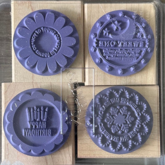 Stampin' Up! Many Scallops set of 4 Scalloped Baby, Birthday, Christmas Stamps - Picture 2 of 3